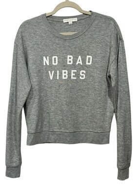 Spiritual Gangster No Bad Vibes Sweatshirt Grey Savasana Crewneck Soft Girl L